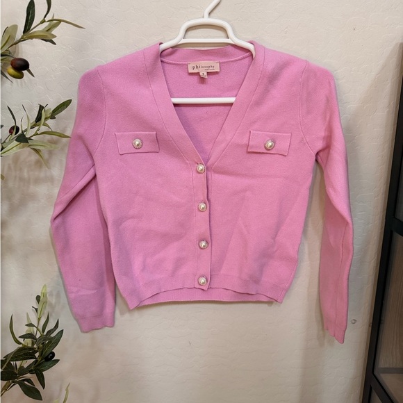 Philosophy Sweaters - Philosophy Light Pink Cardigan with Pearl Buttons